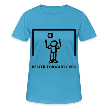 Gardien de but dans le but meilleur gardien de but de tous les temps - Football Hand - T-shirt respirant Femme - bleu saphir - Devant - AI Model Female 172 dark (172cm)