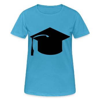 Chapeau d’étudiant - T-shirt respirant Femme - bleu saphir - Devant - AI Model Female 172 dark (172cm)