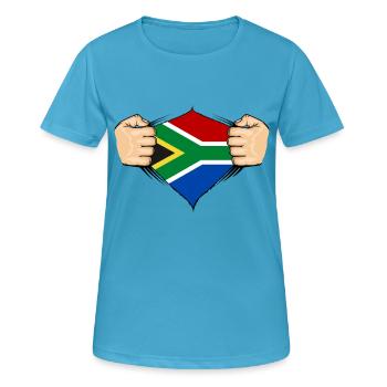 Südafrika Flagge Design - Frauen T-Shirt atmungsaktiv - Saphirblau - Vorne - AI Model Female 172 dark (172cm)