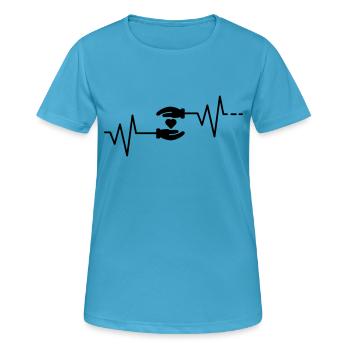 Battement de coeur - Main dans la main Love Cohesion Loyal - T-shirt respirant Femme - bleu saphir - Devant - AI Model Female 172 dark (172cm)