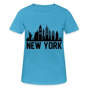 new york skyline - Frauen T-Shirt atmungsaktiv - Saphirblau - Vorne - AI Model Female 172 dark (172cm)