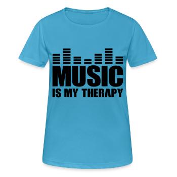 La musique est ma thérapie - T-shirt respirant Femme - bleu saphir - Devant - AI Model Female 172 dark (172cm)