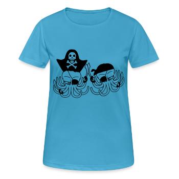 Zwei Oktopus Pirat Segel Crew Kapitän 2 Freibeuter - Frauen T-Shirt atmungsaktiv - Saphirblau - Vorne - AI Model Female 172 dark (172cm)