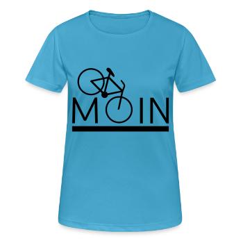 MOIN Fahrrad Mountainbike Radeln Sport - Frauen T-Shirt atmungsaktiv - Saphirblau - Vorne - AI Model Female 172 dark (172cm)