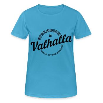 Bienvenue à Valhalla - T-shirt respirant Femme - bleu saphir - Devant - AI Model Female 172 dark (172cm)