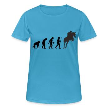 Evolution Springreiter - Frauen T-Shirt atmungsaktiv - Saphirblau - Vorne - AI Model Female 172 dark (172cm)
