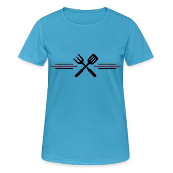 Grill Besteck Grillen Symbol - Frauen T-Shirt atmungsaktiv - Saphirblau - Vorne - AI Model Female 172 dark (172cm)