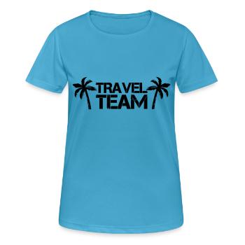travel team - Frauen T-Shirt atmungsaktiv - Saphirblau - Vorne - AI Model Female 172 dark (172cm)