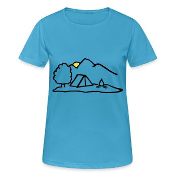 Camping, Nature Adventure - T-shirt respirant Femme - bleu saphir - Devant - AI Model Female 172 dark (172cm)