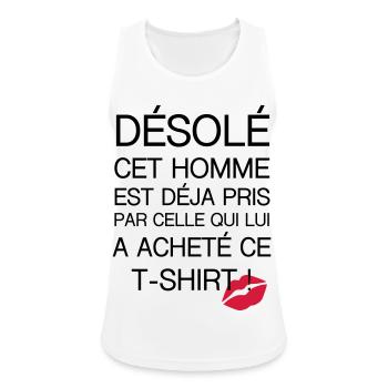 Désolé Homme pris - Débardeur respirant Femme - blanc - Devant - Zoe (177cm)