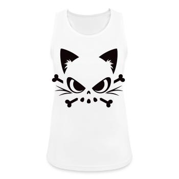 Crâne de chat | Motif minimaliste de Skull & Bones - Débardeur respirant Femme - blanc - Devant - Zoe (177cm)