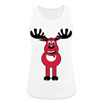 Caractère cerf Rudolph 3c drôle de bande dessinée - Débardeur respirant Femme - blanc - Devant - Zoe (177cm)