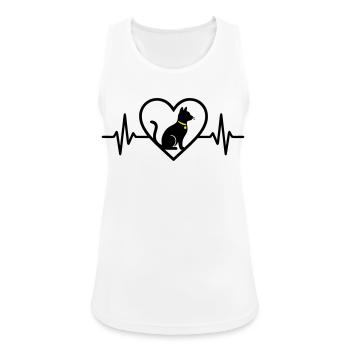 Chat Coeur Silhouette Mignon Cadeau d’Amoureux des Animaux - Débardeur respirant Femme - blanc - Devant - Zoe (177cm)