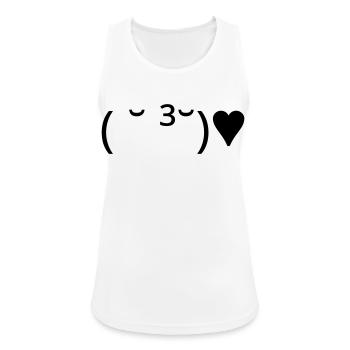 Émote de baiser ( ̆ ³ ̆) ♥ Cœur Kaomoji - Débardeur respirant Femme - blanc - Devant - Zoe (177cm)