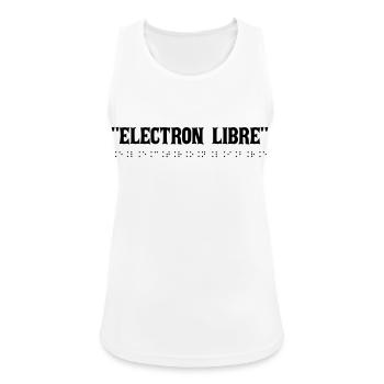 Typographie électro rétro - Débardeur respirant Femme - blanc - Devant - Zoe (177cm)