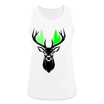 Deer Head Fir Trees Natural Green - Women's Breathable Tank Top - white - Front - Zoe (177cm)