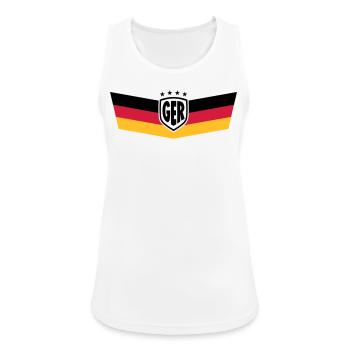 GERMANY DEUTSCHLAND BRUST STREIFEN 4 STERNE - Frauen Tank Top atmungsaktiv - Weiß - Vorne - Zoe (177cm)