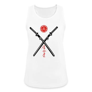 Iaido Kanji & Katana + Mon - Frauen Tank Top atmungsaktiv - Weiß - Vorne - Zoe (177cm)