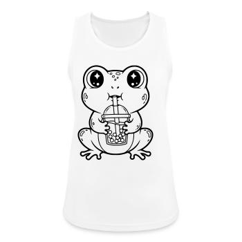 Grenouille mignonne avec design artistique en tisane bubble - Débardeur respirant Femme - blanc - Devant - Zoe (177cm)