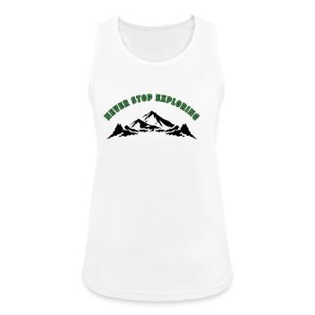 Never Stop Exploring - Women's Breathable Tank Top - white - Front - Zoe (177cm)