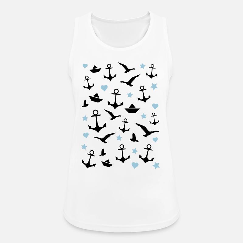 maritim pattern anchors - Women's Breathable Tank Top - white