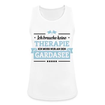 Nur an den Gardasee - Frauen Tank Top atmungsaktiv - Weiß - Vorne - Zoe (177cm)
