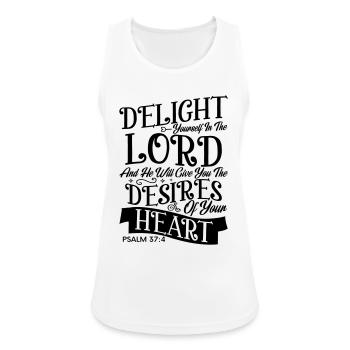 delight lord yourself - Frauen Tank Top atmungsaktiv - Weiß - Vorne - Zoe (177cm)