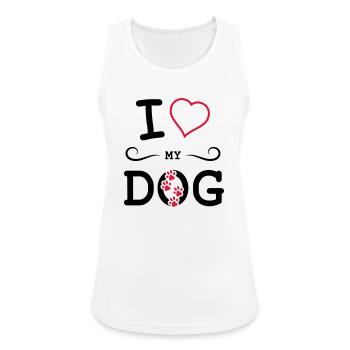 J’aime mon chien - Débardeur respirant Femme - blanc - Devant - Zoe (177cm)