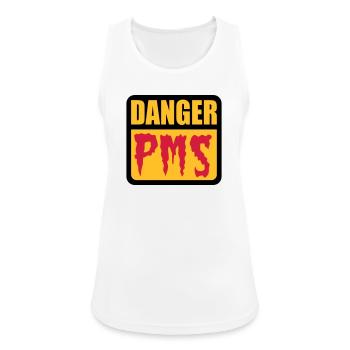 Danger PMS | Prämenstruelles Syndrom | - Women's Breathable Tank Top - white - Front - Zoe (177cm)