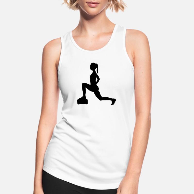 Mädchen oder Dame, die Schritte oder Aerobic macht Frauen Tank Top atmungsaktiv