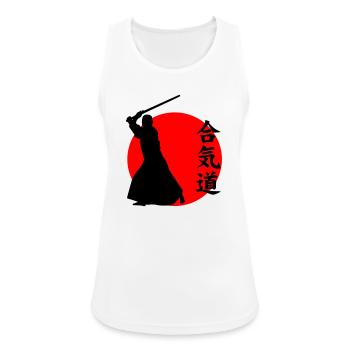 Aikido - Frauen Tank Top atmungsaktiv - Weiß - Vorne - Zoe (177cm)