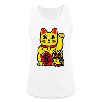 Lucky cat with little owl - Women's Breathable Tank Top - white - Front - Zoe (177cm)