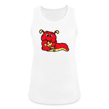 Caterpillar Worm Happy Eating Pizza Salami Fast Food - Women's Breathable Tank Top - white - Front - Zoe (177cm)