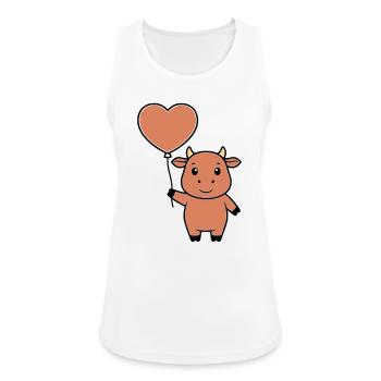 Cute Cow Heart Balloon Love Vector - Women's Breathable Tank Top - white - Front - Zoe (177cm)