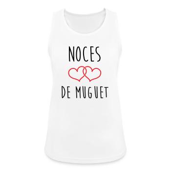 Noces de Muguet 13 ans de mariage - Débardeur respirant Femme - blanc - Devant - Zoe (177cm)