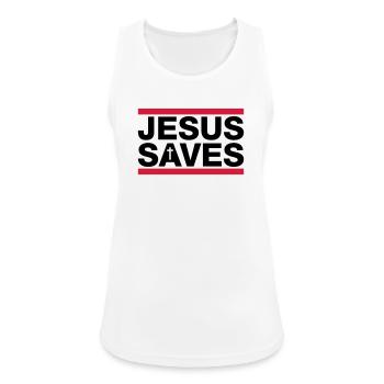 Jésus sauve Christian en disant - Débardeur respirant Femme - blanc - Devant - Zoe (177cm)