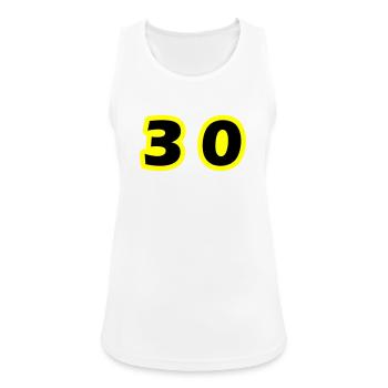 Symbole de 30 chiffres - Débardeur respirant Femme - blanc - Devant - Zoe (177cm)