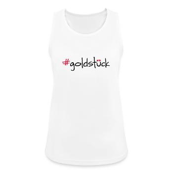 #goldstück - Frauen Tank Top atmungsaktiv - Weiß - Vorne - Zoe (177cm)
