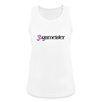 Jogameister - Typografisches OM (3-Farbig) - Frauen Tank Top atmungsaktiv - Weiß - Vorne - Zoe (177cm)