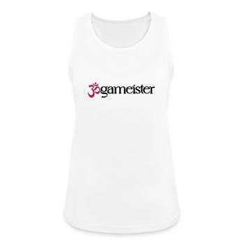 Jogameister - Typografisches OM (3-Farbig) - Frauen Tank Top atmungsaktiv - Weiß - Vorne - Zoe (177cm)