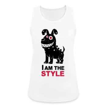 Chien je suis le style - Débardeur respirant Femme - blanc - Devant - Zoe (177cm)