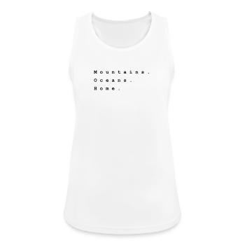 Montagnes. Océans. Accueil. Design 5 par PLYmyART - Débardeur respirant Femme - blanc - Devant - Zoe (177cm)