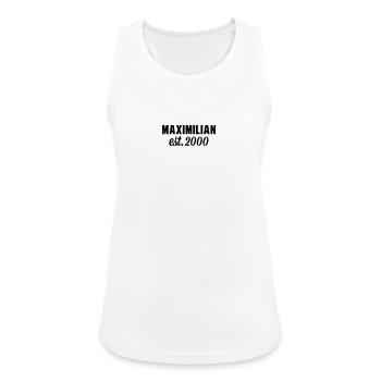 Maximilian est 2000 - Frauen Tank Top atmungsaktiv - Weiß - Vorne - Zoe (177cm)