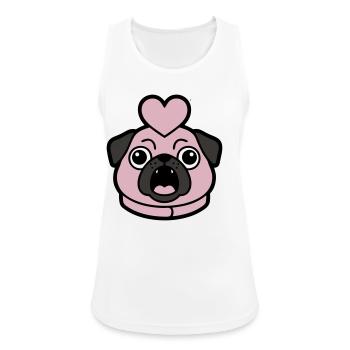 Pug Dog Heart Love Bark - Women's Breathable Tank Top - white - Front - Zoe (177cm)