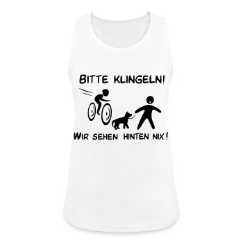 Bitte klingeln! Radfahrer-Hund - Frauen Tank Top atmungsaktiv - Weiß - Vorne - Zoe (177cm)
