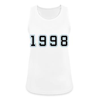 1998 Année Anniversaire - Débardeur respirant Femme - blanc - Devant - Zoe (177cm)