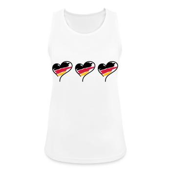 Deutschland,3,drei,Herzen - Frauen Tank Top atmungsaktiv - Weiß - Vorne - Zoe (177cm)