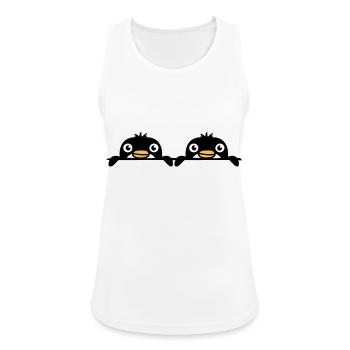 2 penguins friends peeking out from behind the wall Team - Women's Breathable Tank Top - white - Front - Zoe (177cm)