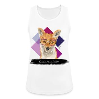 JvG Fuchs "Gscheid ausgfuchst" - Frauen Tank Top atmungsaktiv - Weiß - Vorne - Zoe (177cm)