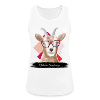 JvG Ziege "I fühl mi Goaßartig." - Frauen Tank Top atmungsaktiv - Weiß - Vorne - Zoe (177cm)